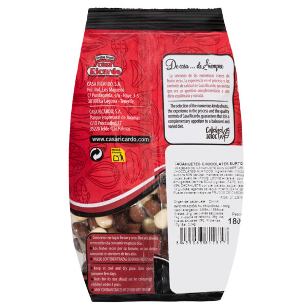 Cacahuetes chocolate surtido grageas - 180gr. - Imagen 3